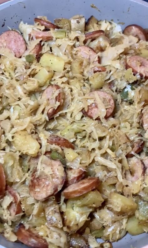 Polish Sausage And Sauerkraut In Oven, Fresh Polish Sausage And Sauerkraut, Polish Sausage And Sauerkraut, Polish Sausage Sauerkraut And Potatoes, Potatoes In Slow Cooker, Sauerkraut And Potatoes, Sausage And Sauerkraut, Polish Sausage Recipes, Sausage Sauerkraut