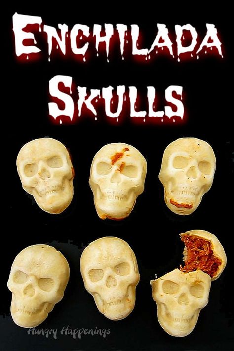 Halloween Entrees Recipes, Halloween Skull Food Ideas, Halloween Skull Food, Halloween Themed Mexican Food, Skull Bakeware Recipes, Skull Shaped Food, Skull Mold Food Ideas, Halloween Skull Pan Recipes, Stuffed Skull Recipes