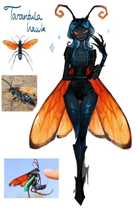 Tarantula Hawk, Mythical Creatures Art, Creature Concept Art, Arte Fantasy, Creature Concept, Monster Girl, Creature Design, Creature Art, Cartoon Art Styles