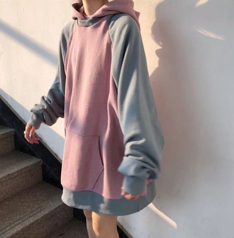 Pastel Colors Aesthetic, Aesthetic Oversized Hoodie, Pastel Aesthetic Outfit, Hoodie Dress Outfit, Oversized Hoodie Outfit, Colors Aesthetic, Y2k Aesthetic Outfits, Tumblr Outfits, Oversized Dress