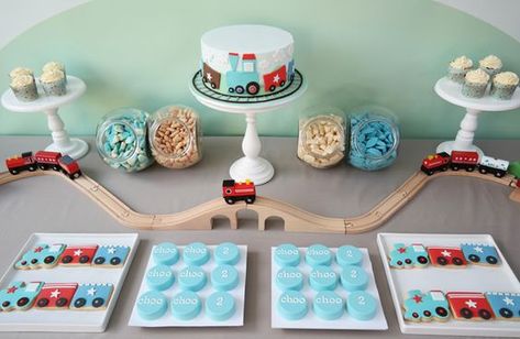 Train Baby Shower Theme, Train Themed Birthday Party, Train Baby Shower, Train Theme Birthday Party, Juice Party, Thomas The Train Birthday Party, Transportation Birthday Party, 2nd Birthday Party For Boys, Transportation Birthday