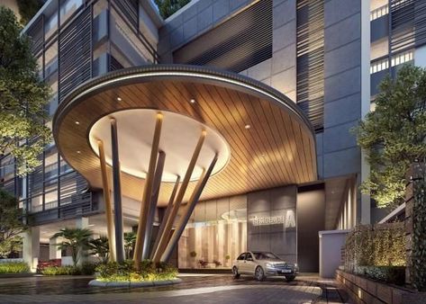 Hotel Entrance Design Exterior, Entrance Design Exterior, Hotel Entrance Design, Condominium Entrance, Hotel Facade, Exterior Entry Doors, Building A Porch, Building Entrance, Entrance Gates Design