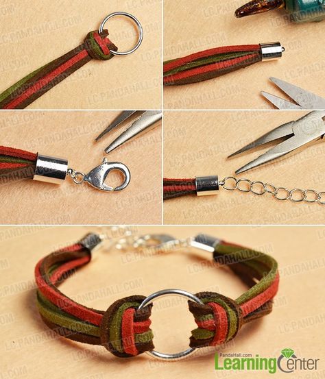 Pandahall Easy Project- How to Make Simple Suede Cord Bracelet within Two Steps- Pandahall.com Beading Design, Korean Culture, Wire Wrapped Bangles, Cord Jewelry, Easy Diy Jewelry, Simple Bracelets, Suede Cord, Homemade Jewelry, Handmade Jewelry Diy