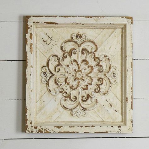 Distressed Square Scroll Wall Medallion Wall Art Above Tv, Wall Art Bedroom Paint, Medallion Wall Art, Wall Art Above Couch, Wall Medallion, Wall Art Above Bed, Farmhouse Style Furniture, Medallion Wall Decor, Signed Artwork