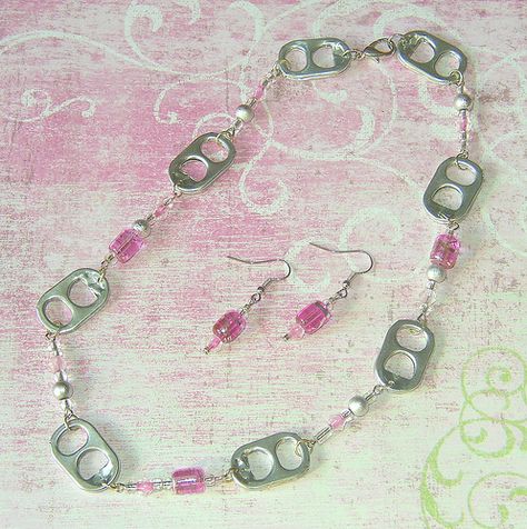 Pop Tab Jewelry, Can Tab Necklace, Pop Tab Necklace, Soda Tab Necklace, Tab Jewelry, Tab Necklace, Soda Tab Crafts, Tab Crafts, Can Tab Crafts