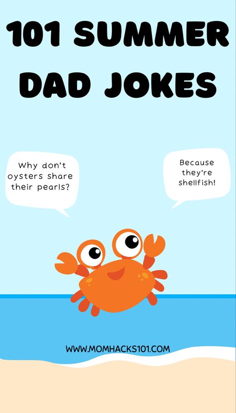 Summer Jokes For Kids, Summer Jokes, Holiday Jokes, One Liner Jokes, Funny Summer, Beach Humor, Summer Humor, Fun Questions To Ask, Kids Laughing