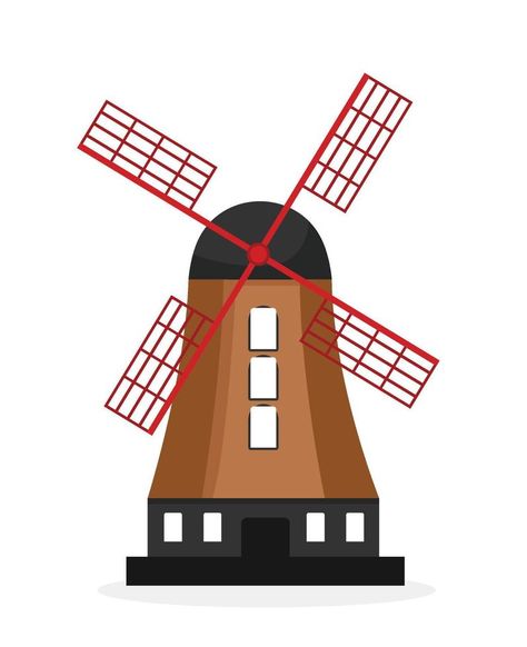 Netherlands windmill. famous landmark Windmill Drawing, Netherlands Windmills, Vector Character Design, Famous Landmarks, Vector Character, Drawing For Kids, The Netherlands, Netherlands, Vector Free