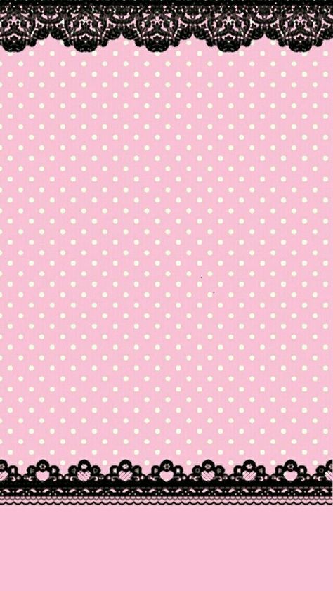 Pink And Black Lace Wallpaper, 2000s Pink Wallpaper, Pink And Black Phone Theme, Cutesy Background, Pink Lace Wallpaper, Gyaru Background, Kawaii Core Wallpaper, Black And Pink Background, Polka Dot Aesthetic