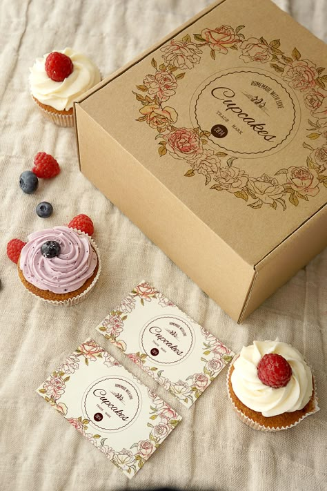 Bakery Packaging Design, Bake Sale Packaging, Cupcake Packaging, Cupcake Logo, Bakery Store, Bakery Design Interior, Bakery Business Cards, Bakery Branding, Dessert Packaging