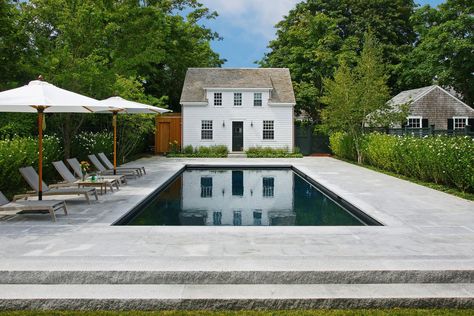 Luxe Pool and Spa Designs Featuring Granite and Bluestone Pool Patio Designs, Travertine Pool, Ranch Exterior, Pool Coping, New England Homes, Spa Design, Landscape Ideas, House And Home Magazine, Pool Patio