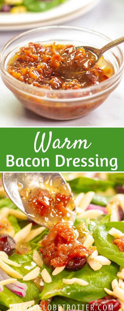 Spinach Salad Dressing, Warm Bacon Dressing, Hot Bacon Dressing, Bacon Dressing, Salad Dressing Recipes Homemade, Bacon Salad, Homemade Salads, Bacon Grease, Vinaigrette Dressing