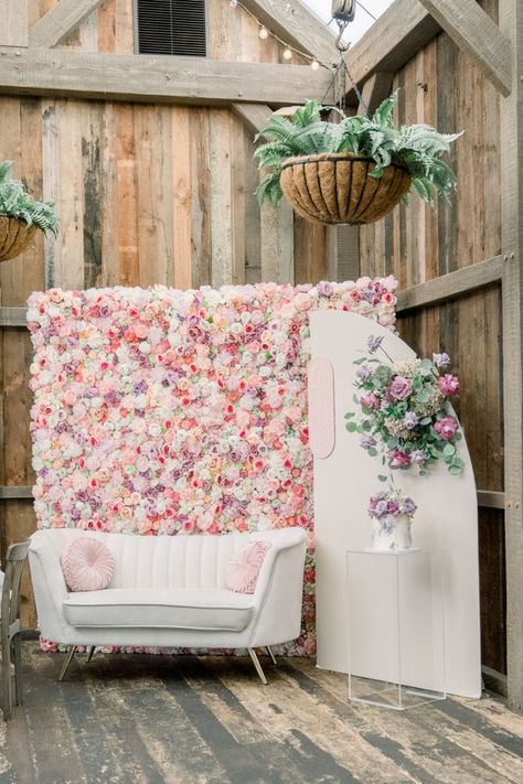 Spring Garden Bridal Shower Ideas, Flower Garden Bridal Shower Ideas, Petals And Prosecco Bridal Shower Backdrop, Flower Wall Bridal Shower Decor, Petals And Prosecco Theme Food, Petals And Prosseco, Bridal Shower Tea Party Backdrop, Love Is In Bloom Bridal Shower Theme Backdrop, Bridal Brunch Backdrop