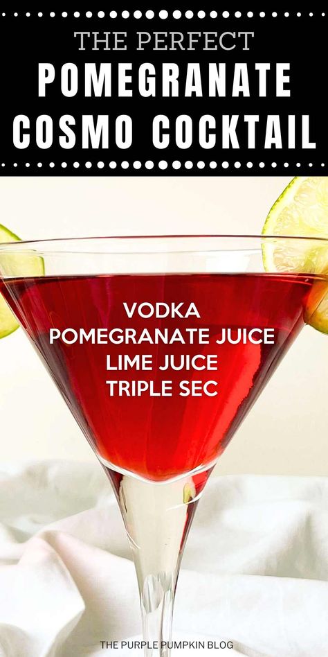 Take your taste buds on a luxurious journey with this Pomegranate Cosmopolitan cocktail, where the crisp notes of vodka blend perfectly with the tartness of pomegranate juice and the sweetness of triple sec. A delectable twist on the classic Cosmo that will have you feeling indulgent in every sip. Recipes Using Pomegranate Juice, Pom Juice Cocktail, Cocktails With Pomegranate Juice, Drinks With Pomegranate Juice, Mixed Drinks With Vodka, Pomegranate Cosmopolitan, Pomegranate Drinks Cocktails, Pomegranate Cosmo, Triple Sec Drinks