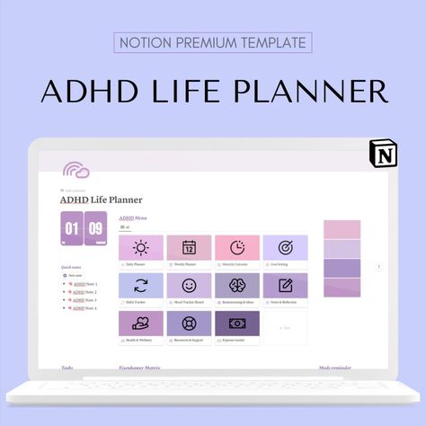 Notion Aesthetic ADHD Template Notion Aesthetic, Student Dashboard, Content Calendar Template, Etsy Planner, Aesthetic Notion, Best Aesthetic, Websters Pages, Mom Planner, Notion Templates