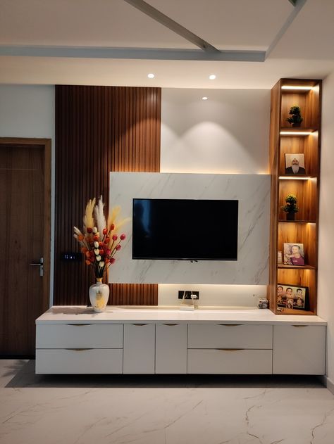 Modular Tv Unit Design Modern, Tv Unit And Sofa Design, Lobby Lcd Panel Design Modern, Pvc Wall Tv Unit Design, Furniture Design Living Room Tv Unit, Tv Wall Panel Design Tv Units, Tv Panel Design For Living Room, Compact Tv Unit Living Rooms, Interior Design For Tv Wall