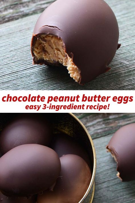 3-Ingredient Chocolate Peanut Butter Eggs Recipe (Reese’s Peanut Butter Eggs Copycat) Chocolate Peanut Butter Eggs, Peanut Butter Eggs Recipe, Easter Candy Recipes, Reese Peanut Butter Eggs, Peanut Butter Easter Eggs, Kids Treats, Seasonal Baking, Biscoff Cheesecake, Desert Ideas