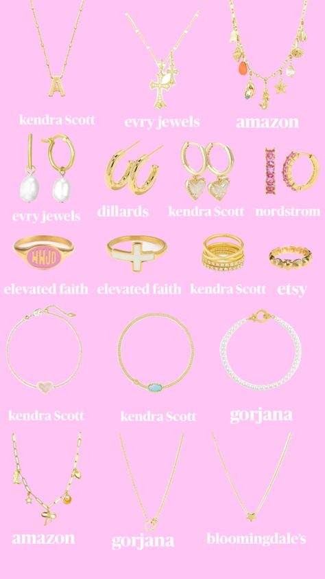 Best Places To Get Jewelry, Preppy Jewelry Aesthetic, Kender Scott, Places To Get Jewelry, Preppy Gold Jewelry, Where To Get Jewelry, Preppy Jewlery, Where To Buy Jewelry, Teen Christmas Wishlist