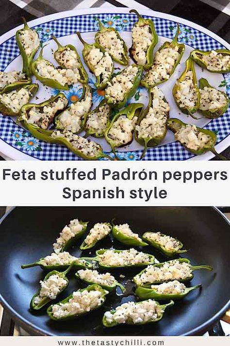 Padron Peppers Recipe, Padron Peppers, Tapas Dinner, Hot Pepper Recipes, Spanish Tapas Recipes, European Dishes, Vegetable Crisps, Tapas Dishes, Party Cooking