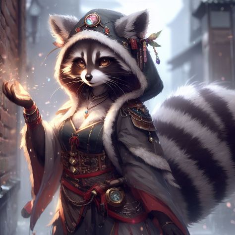 Tanuki Character Design, Anthro Raccoon, Female Minotaur, Gnome Art, Deer Girl, Pathfinder Character, Werewolf Art, Female Dragon, Anime Accessories