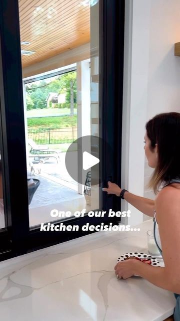 Interior Design & Home Decor on Instagram: "Thoughts @thehousetheparksbuilt  “One of our favorite design decisions…putting this slider window in the kitchen! It opens to our back patio which has been so helpful when kids want a snack while swimming. We put 3 barstools at the bar for convenient eating and hanging out. Would you put this in your kitchen design?  #kitchendesign #kitchen #patiodesign #homedesigns #homedecor #farmhousestyle" Garage Door Window Over Kitchen Sink, Patio Door In Kitchen Layout, Outdoor Patio Window Ideas, Porch Pass Through Window, Kitchen Window Bar Counter Outside, Pass Thru Window Bar, Opening Kitchen Window, Bar Window In Kitchen, Kitchen Window Open To Outside Bar