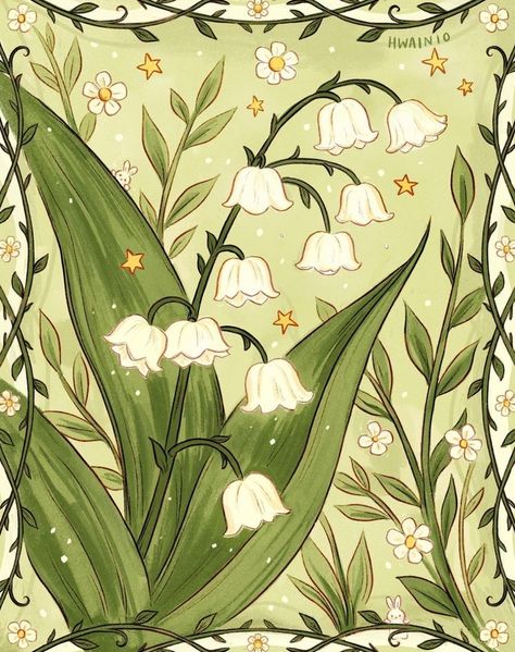 Lily of the Valley • © Artist Hanna Wainio, located in Thunder Bay, Ontario • www.hannawainio.com • @hwainio on Instagram Spring Drawing, Desain Buklet, Dessin Adorable, A Drawing, Lily Of The Valley, Pretty Art, 그림 그리기, Flower Drawing, The Valley