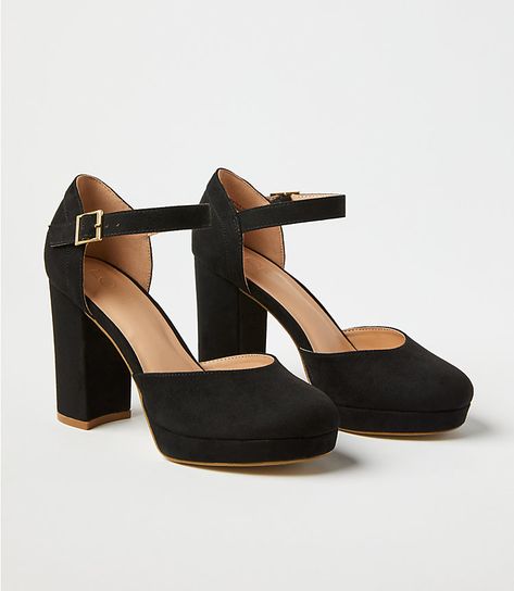 Ankle Strap Platform Shoes | Loft Chunky Black Heels, Platform Heels Black, Platform Shoe, Black Platform Heels, Heels Pumps, Heels Black, Platform Shoes, Platform Heels, Black Heels