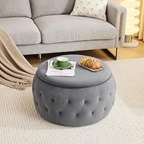 Round Ottoman With Storage, Circle Ottoman, Round Ottoman Coffee Table, Upholstered Coffee Table, Upholstered Coffee Tables, Bench Coffee Table, Ottoman With Storage, Coffee Table For Living Room, Foot Rest Ottoman