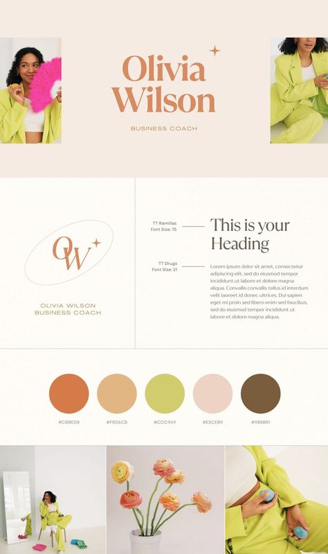 4 professionally designed Canva templates to help you create a unique brand board for your business coaching #Personal_Branding_Logo_Design #Brand_Board_Template #Palettes_Color #Brand_Boards Brand Board Template, Palettes Color, Orange Retro, Branding Template, Faith Love, Branding Mood Board, Website Illustration, Web Design Software, Website Header Design