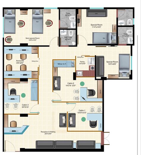 Opd Design Hospital Layout, Eye Clinic Layout Plan, Minecraft Hospital Ideas Interior, Small Hospital Plan, Hospital Layout Floor Plans, Small Hospital Floor Plan, Bloxburg Hospital Layout, Hospital Plan Architecture, Clinic Interior Design Plan