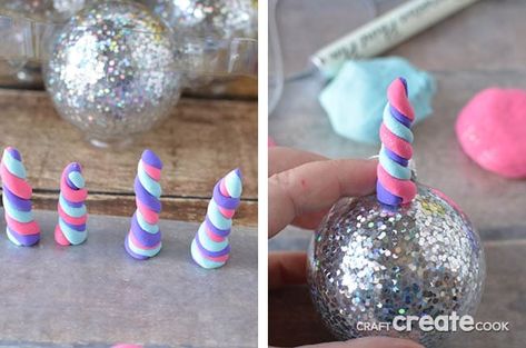 Diy Unicorn Ornaments Easy, Diy Unicorn Ornament, Unicorn Ornament Diy, Diy Unicorn Gifts, How To Make Unicorn Horn, Diy Unicorn Horn, Make A Unicorn, Homemade Glitter, Ornaments Diy Kids