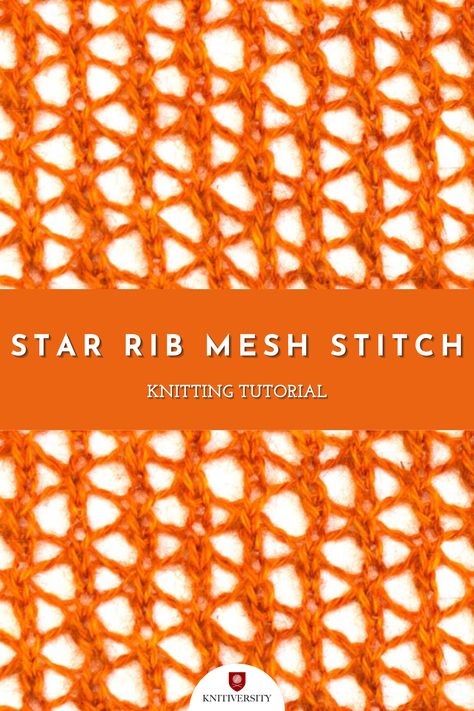 Knit Mesh Pattern, Mesh Knitting Pattern, Knit Mesh Stitch, Crochet Mesh Pattern, Mesh Stitch Crochet, Lace Knitting Shawl, New Stitch A Day, Beginner Knit, Mesh Stitch