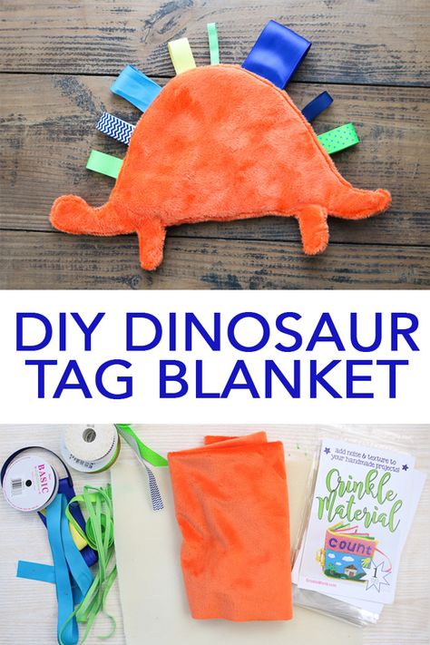 Make a baby tag blanket in a dinosaur shape with your Cricut machine in minutes! A fun project for a newborn baby and perfect for baby shower gifts! #cricut #cricutmade #dinosaur #babyshower Baby Tag Blanket, Realistic Budget, Tag Blankets For Babies, Diy Dinosaur, Baby Diy Projects, Tag Blanket, Diy Baby Gifts, Baby Wallpaper, Baby Sewing Projects