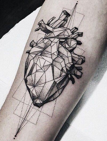 Geometric Triangle Tattoo, Geometric Bear Tattoo, Geometric Heart Tattoo, Geometric Mountain Tattoo, Geometric Arrow Tattoo, Geometric Lion Tattoo, Origami Tattoo, Inner Forearm Tattoo, Pink Tattoo