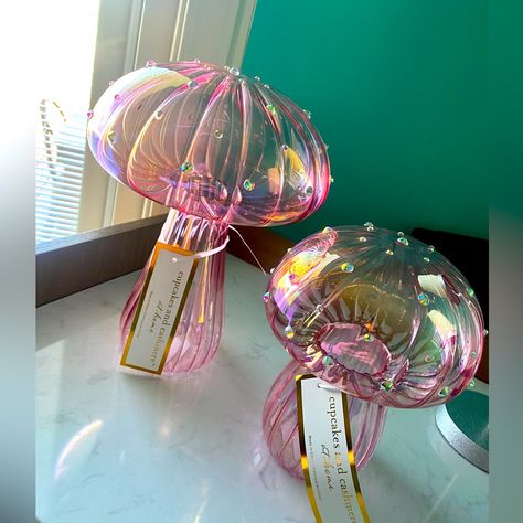 These Glass Mushrooms Are Absolutely Gorgeous! Set Of 2. Cupcakes And Cashmere. Nwt Tj Maxx Home Goods Marshall’s Valentine Easter Cupcakes And Cashmere Martha Stewart Iridescent Decor, Pink Ocean, Pink Iridescent, Angel Aesthetic, Wedding Plan, Easter Cupcakes, Glass Mushrooms, Cupcakes And Cashmere, Dreamy Room