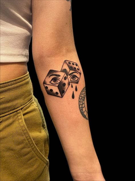 Dice Tattoos For Women, 3 Dice Tattoo, Snake Eyes Dice Tattoo, Car Dice Tattoo, Black Dice Tattoo, 20 Sided Dice Tattoo, Tattoo Dice, Fuzzy Dice Tattoo, Dice Tattoos