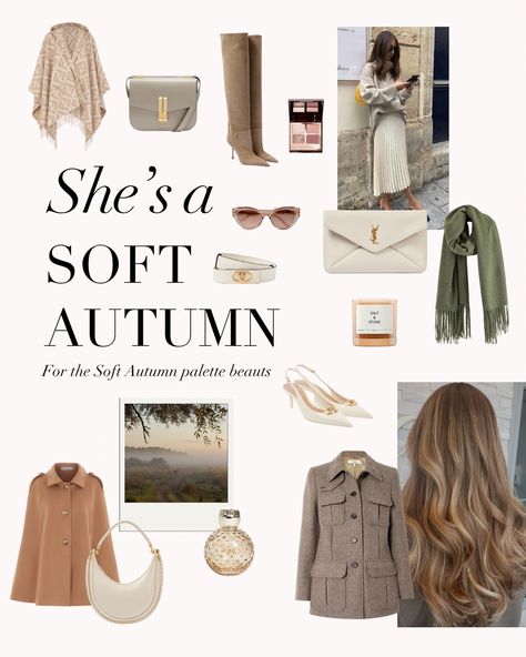 Autumn Mood Board Aesthetic, Autumn Mood Board, Seasonal Colour Analysis, Soft Autumn Makeup, Soft Autumn Deep, Autumn Color Palette Fashion, Mood Board Aesthetic, Soft Autumn Palette, Soft Autumn Color Palette