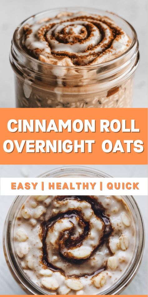 Are you looking for cinnamon roll overnight oats? Look no further! These overnight oats are easy to make, and surprisingly healthy. Whether you're looking for easy overnight oats in a jar or vegan overnight oats, this recipe has got you covered! Cinnamon Roll Overnight Oats, Gf Df Breakfast, Cinnamon Healthy, Oats In A Jar, Eggless Breakfast, Recipes In A Jar, Healthy Cinnamon Rolls, Overnight Oats In A Jar, Healthy Overnight Oats