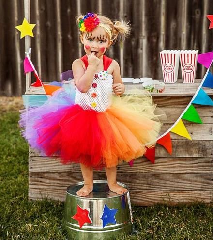 Clown Tutu Dress Halloween Costume, Baby Girl Halloween Costume Baby Clown Costume, Baby Girl Halloween Costume, Clown Halloween Costume, Dot Rainbow, Clown Halloween Costumes, Costume Tutu, Clown Halloween