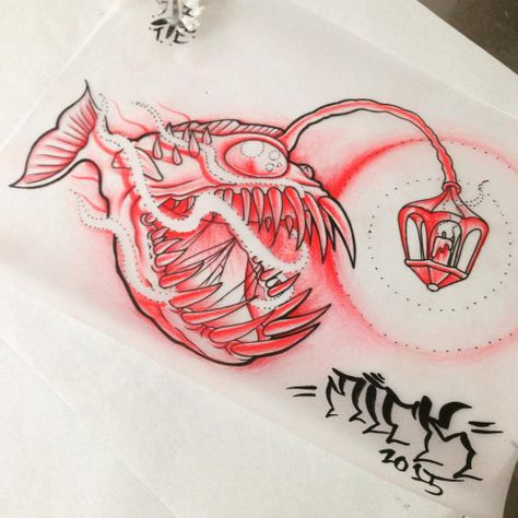 Angler Fish Tattoo, Fish Tattoo, Angler Fish, Fish Drawings, 1 Tattoo, Tattoo Shop, Color Tattoo, Fish Tattoos, I Tattoo