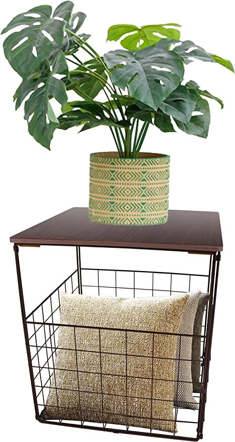 Amazon.com: Aurynns Square Storage End Table, Blanket Storage Living Room（Brown） : Home & Kitchen Blanket Storage Living Room, Living Room Baskets, Table Blanket, Storage End Table, Storage Living Room, Living Room Brown, Room Brown, Blanket Basket, Table Bedside