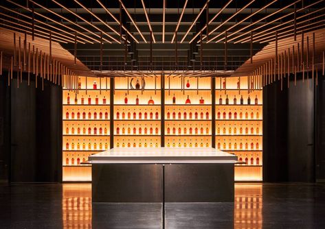 Whiskey Room, Remy Martin, Bar Detail, Scandinavian Architecture, Wine House, Copper Chandelier, Renzo Piano, Wine Display, Prefabricated Houses