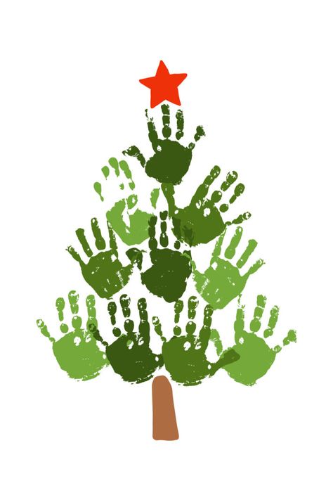 Holidays Arts And Crafts For Kids, Hand Print Crafts Christmas, Christmas Handprint Wreath, Easy Christmas Crafts For Classroom, Hand Print Christmas Tree Craft, Handprint Christmas Tree Canvas, Wreath Handprint Craft, Christmas Tree Ideas For Toddlers, Christmas Tree With Handprints