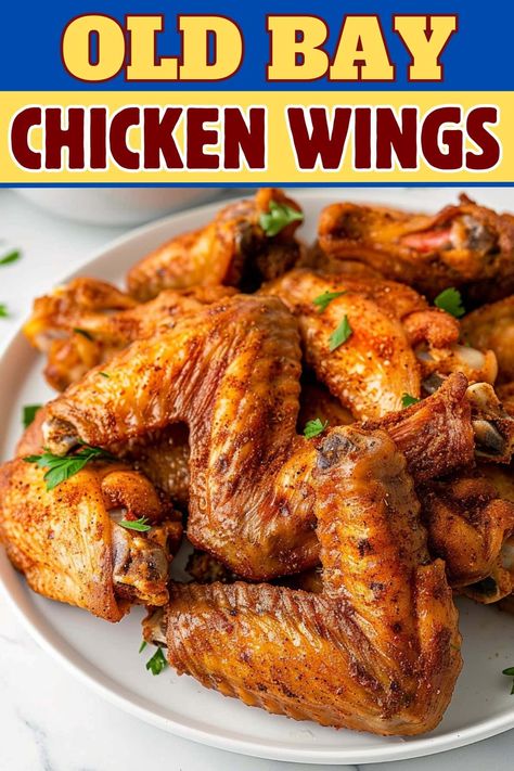 Old Bay Chicken Wings, Old Bay Chicken, Old Bay Wings, Wing Recipes Fried, Wing Flavors, Chicken Wing Flavors, Chicken Wing Sauce Recipes, Wing Recipes Baked, Chicken Wings Crockpot