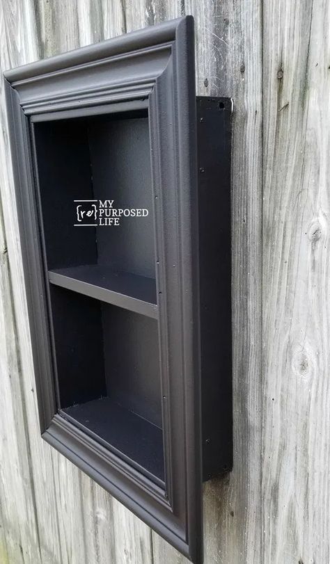 Built In Shadow Box In Wall, Box Frame Ideas, Shadowbox Diy, Frame Shelves, Large Shadow Box, Diy Shelves Bathroom, Drawers Repurposed, Shadow Box Shelves, Shadow Box Picture Frames