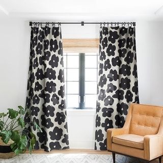 Highlights The Bloom Room Rod Pocket Curtain Panel - 50" x 84" - Bed Bath & Beyond - 26959211 Black Curtains Bedroom, Black Window Treatments, Black White Curtains, White Curtains Living Room, Bold Curtains, White Curtains Bedroom, White Floral Decor, White Window Treatments, Black And White Daisy