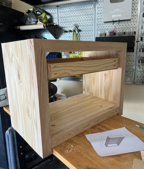 How to build a DIY Modern Nightstand - Shanty 2 Chic Diy Bedroom Side Table Night Stands, Bedroom Side Tables Night Stands, Table Night Stands, Diy Furniture Nightstand, Nightstand Diy, Bedroom Side Table, Drill Jig, Door Bed, Miter Saw Table