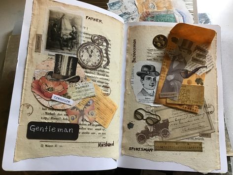 Another junk journal page from last week Painting Scrapbook, Journaling Vintage, Collage Books, Book Art Journal, Books Collage, Collage Inspiration, Masculine Style, Vintage Journal, Journaling Scrapbooking