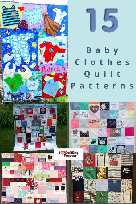 We gathered Baby Clothes Quilt Tutorials in different versions for every quilter to create. Click our link to learn more. 1000+ Free Quilt Patterns for Beginners & Experts. All Quilters can get inspired! Baby Quilts Made From Baby Clothes, Baby Clothes Memory Quilt, Baby Clothes Quilt Ideas, Quilt With Baby Clothes, Quilt Ideas For Beginners, Memory Quilt Ideas, Quilt From Baby Clothes, Free Quilt Patterns For Beginners, Onesie Quilt