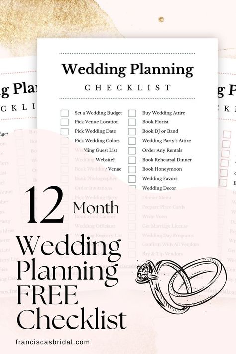 Your Ultimate 12 Month Wedding Planning Guide Plus a Free Printable Checklist Wedding Timeline 12 Month, Wedding Planner Timeline, 6 Month Wedding Planning, Wedding Planning Timeline Printable, Wedding Timeline Checklist, Guest List Wedding, Timeline Wedding Planning, Wedding Day Emergency Kit, Wedding Planning Checklist Printable