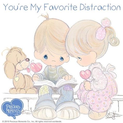 Precious Moments Official on Instagram: “When you’re falling in love, it’s hard to pay attention to anything else! Let your sweetheart know you’re delighted to be distracted by…” Minnie Mouse House, Precious Moments Quotes, Precious Moments Coloring Pages, الفن الرقمي, Precious Moments Figurines, Adventures By Disney, Wall Calendar, The Holiday Aisle, Precious Moments